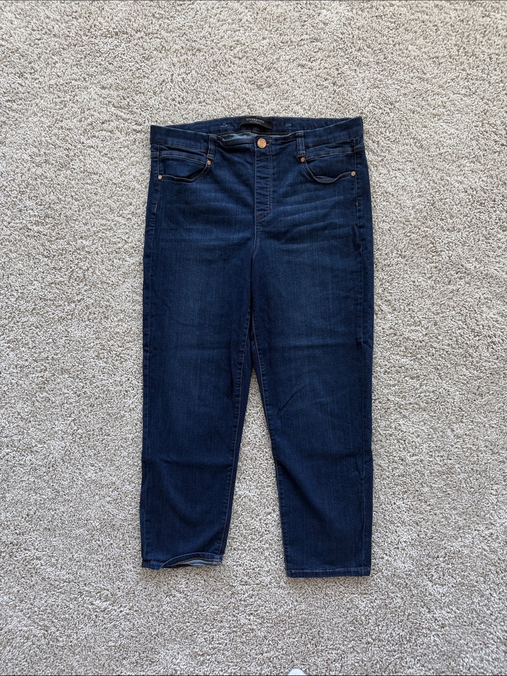 Liverpool Dark Indigo Ankle Cropped Jeans